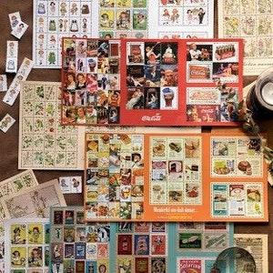 B2 | 40pcs Vintage Style Stamp Stickers Pack | Green Plant Flower | Vintage Style | Planner Stickers | Decorative Stickers |Bullet Journals