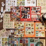 B2 | 40pcs Vintage Style Stamp Stickers Pack | Green Plant Flower | Vintage Style | Planner Stickers | Decorative Stickers |Bullet Journals
