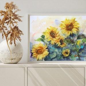 Original handmade watercolor painting, Sunflowers painting, flower art painting, Botanical painting, wall art, home decor, house gift