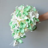 Mint Beach Bouquet, Shells, Starfish Wedding Bouquet, Real Touch Rose, Calla Lily, Plumeria, Tropical Boutonniere, Corsage