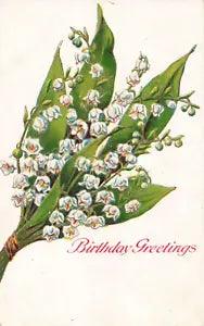 Birthday Greetings, Lily of the Valley, Embossed, Vintage Postcard