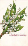 Birthday Greetings, Lily of the Valley, Embossed, Vintage Postcard