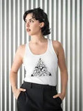 Peony Flowers Geometric Tattoo Tank Women's -Image by Shutterstock