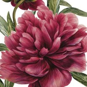 TWO Individual Napkins Peonies Flowers Red Cocktail for Decoupage (889)