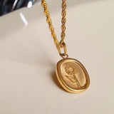18K gold filled sunflower pendant necklace, floral pendant, tarnish resistant necklace, gifts for her, christmas gift, women necklaces