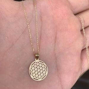 14k Solid Gold Mini Flower of Life Necklace / Seed of Life Pendant Necklace / Seed of Life Pendant / Tree of Life Charm Necklace