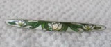 Vtg Antique Sterling Silver Genuine Cloisonne Water Lily Brooch Bar Pin RARE N4