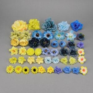 48Pcs Artificial Flowers Combo Set/4-13cm Rose Peony Flowers Head Silk Flowers/Bulk Fake flowers for Handmade DIY Wedding Home Decoration