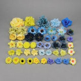 48Pcs Artificial Flowers Combo Set/4-13cm Rose Peony Flowers Head Silk Flowers/Bulk Fake flowers for Handmade DIY Wedding Home Decoration