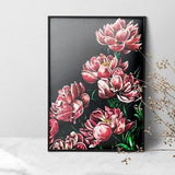 Romantic Pink Peony Bouquet - Original Marker Painting on Watercolor Paper , flower picture for the interior, wall art