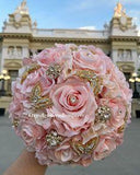 Pink Blush Bouquet, Quincea?era Bouquet, Pink Blush Quince Bouquet, Blush and Gold, Gold Butterfly bouquet, Blush bridal bouquet Flower Delivery