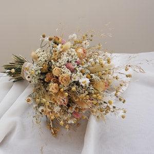 Pink Dream Peach Dried Flowers Bouquet  Preserved Daisy Rose Flowers Bouquet Wedding Bridal bouquet Bridesmaid bouquet