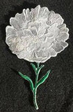 Bloom Carnation Flower Embroidered Iron on/Sew Patch [ 3.8"(w) x 6"(h) ]