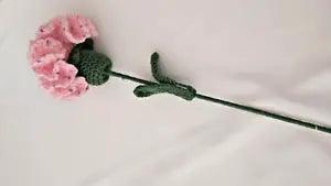 Knitted Hand-woven Rose Carnations Pink Flower Crochet for Gift and Home Decore