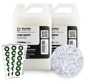 2 Gallon(7 LBS) White Pure Silica Gel Beads With 20 Humidity Cards - Reusable