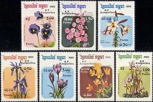 Kampuchea 1985 Iris/Crocus/Lily/Pansy/Flowers/Plants/Nature 7v set (b8154)