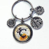 Sunflower keychain, Monogram, Personalized gift, stocking stuffer,gift for her, Monogram key ring, Sunflower, Bee, Flower keychain (7947)
