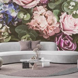 Beautiful bouquet flower for background Vintage Wallpaper, Pink Blue Rose Flower Decor Mural art Print, floral wallpaper, Peony Wall Mural