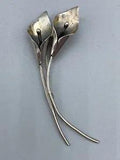 Vintage Stuart Nye Two Calla Lily Flowers Sterling Silver Pin Brooch