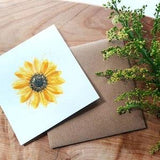 Original Hand painted, square, watercolor, thanksgiving, sunflower, floral,birthday , thank you, blank greeting card 4.75