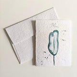 Thank you , watercolor leaf on plantable seed paper or watercolor white paper, thank you card, friendship card