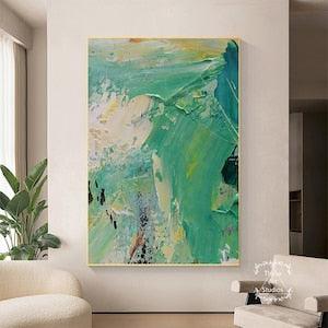 Green Abstract Painting Large Textured Abstract Painting Green Minimalist Abstract Wall Art 3D Textured Acrylic Painting Decorative Painting
