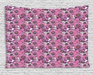 Watercolor Flowers Tapestry Wall Hanging Art for Bedroom Dorm Room 2 Sizes