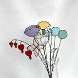 SALE SALE! Set of 10 stems,stained glass bouquet,stained glass flowers,everlasting flowers,everlasting bouquet,snowdrop,poppy,bleeding heart