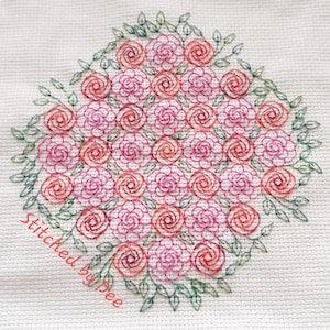 Roses and Leaves Bouquet Blackwork Chart