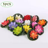 5pcs Artificial Lotus Flower Water Lily Fake Plants Swimming Pool Floating Plant