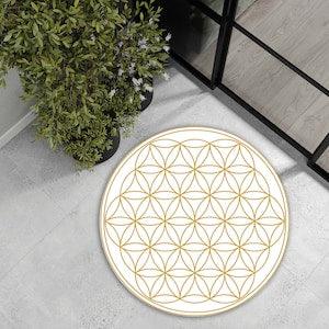 Spiritual Shamanic Gift, Sacred Rug, Sacred Carpet Art, Round Rug, Spiritual Rug, Flower Of Life Rug Round Rug Circle Rug, Sacred Geometry
