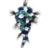 Cascade Bouquet-Jade teal turquoise green regency purple peacock feather