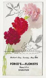 Force's Florest, carnations flowers Saugatuck, Michigan; ink blotter ad, history