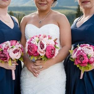 Peony Bridal Bouquet, Silk Wedding Flowers, Brooch Bouquet, Shades of Pink, Wedding Flowers, Vintage Wedding, Wedding Bride Bridesmade