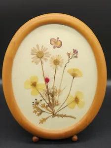 Vintage Oval Framed Dried Pressed Flower Art Display