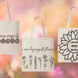Flower Canvas Tote Bag- Buy Myself Flower Tote Bag