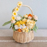 Crochet rose basket, crochet rose flower basket, handmade rose flower basket, flower basket, rose home decor, flowers rose bouquet