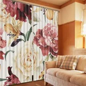 Flower Pink Peony color 3D Curtain Blockout Photo Printing Curtains Drape Fabric