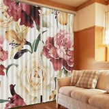 Flower Pink Peony color 3D Curtain Blockout Photo Printing Curtains Drape Fabric