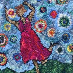 Rug Hooking Kit - Dancing in Blue Skies - burlap 11 x 14