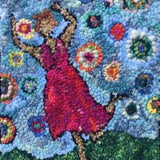 Rug Hooking Kit - Dancing in Blue Skies - burlap 11 x 14