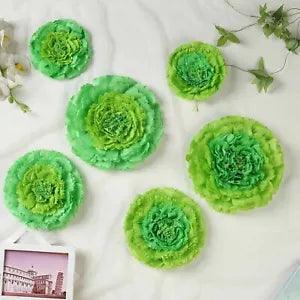 24 pack 7" 9" 11" Mint and Tea Green Tissue Paper Carnation Flowers Backdrop