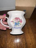Avon Flower Of The Month 1996 Mug White Ceramic Flowers January- Carnation NIB
