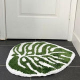 Fluffy Monstera Leaf Accent Area Rug | Bedroom Plant Area Rug | Green Home Decoration | Home Gift Ideas