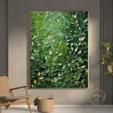 Green Leaves Wall Art Green Abstract Painting Large Knife Painting Green Textured Art Leaves Abstract Painting Modern Green Canvas Art