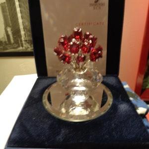 Vintage Stamped Swarovski SCS 15th Anniversary 15 Red Roses in a Vase Boxed VGC COA Retired