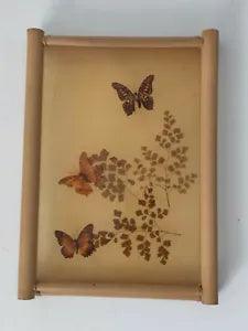 ART  DECORATION  FLEUR S?CH?ES ET PAPILLON.TABLEAU EN BAMBOU DRIED FLOWER BAMBOO