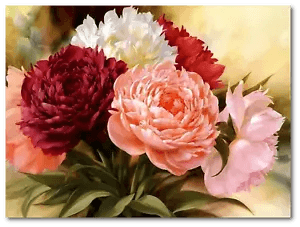 5D Diamond Painting Kit Peony Flowers DIY Art Square Round Drills Craft Picture