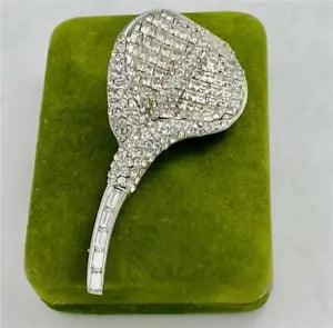 Vintage Jarin Pave Clear Rhinestones Calla Lily Fower Brooch Pin