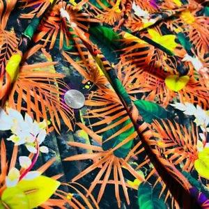 4 Way Stretch Fabric Yellow Lily Floral Print Spandex by Yard for Swimwear